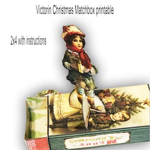 Weihnachten viktorianische Streichholzschachtel Weihnachten Collage Blatt Weihnachtsmann Geschenk 2x4 Collage Bogen Bastelprojekt zum Ausdrucken
