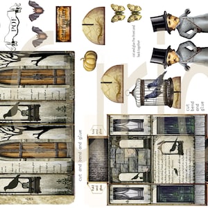 Printable vintage edgar allen poe matchbox ephemera collage sheet characters with stands 2x4 collage sheet craft project