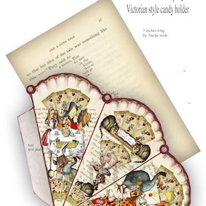 afdrukbare Victoriaanse Alice in Wonderland-kegel, ideaal als sieraadcadeau en vele andere decoraties, maken gebruik van vintage Alice-kegel in Victoriaanse stijl