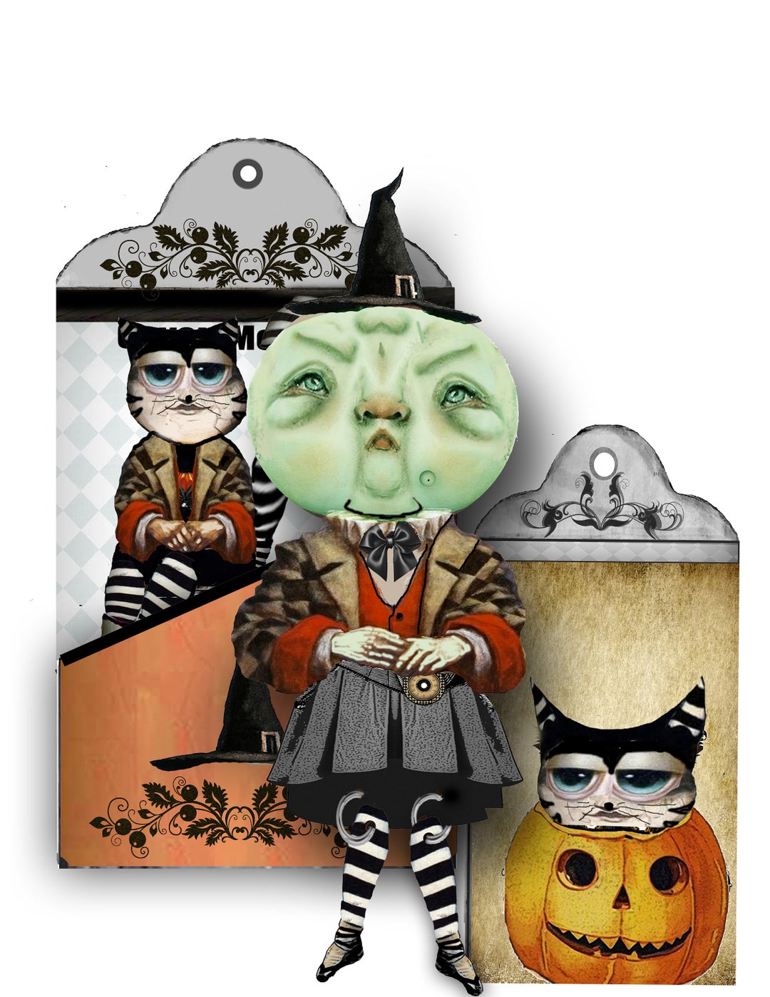 Printable Halloween Witch Paper Doll: Articulated DIY Craft (jpeg & PDF ...