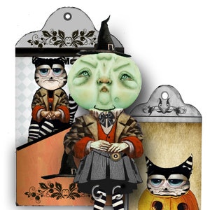 printable witch paper doll articulated in both Jpeg & pdf formats Halloween paper dolls with pocket great for journaling scrapbook Diy craft