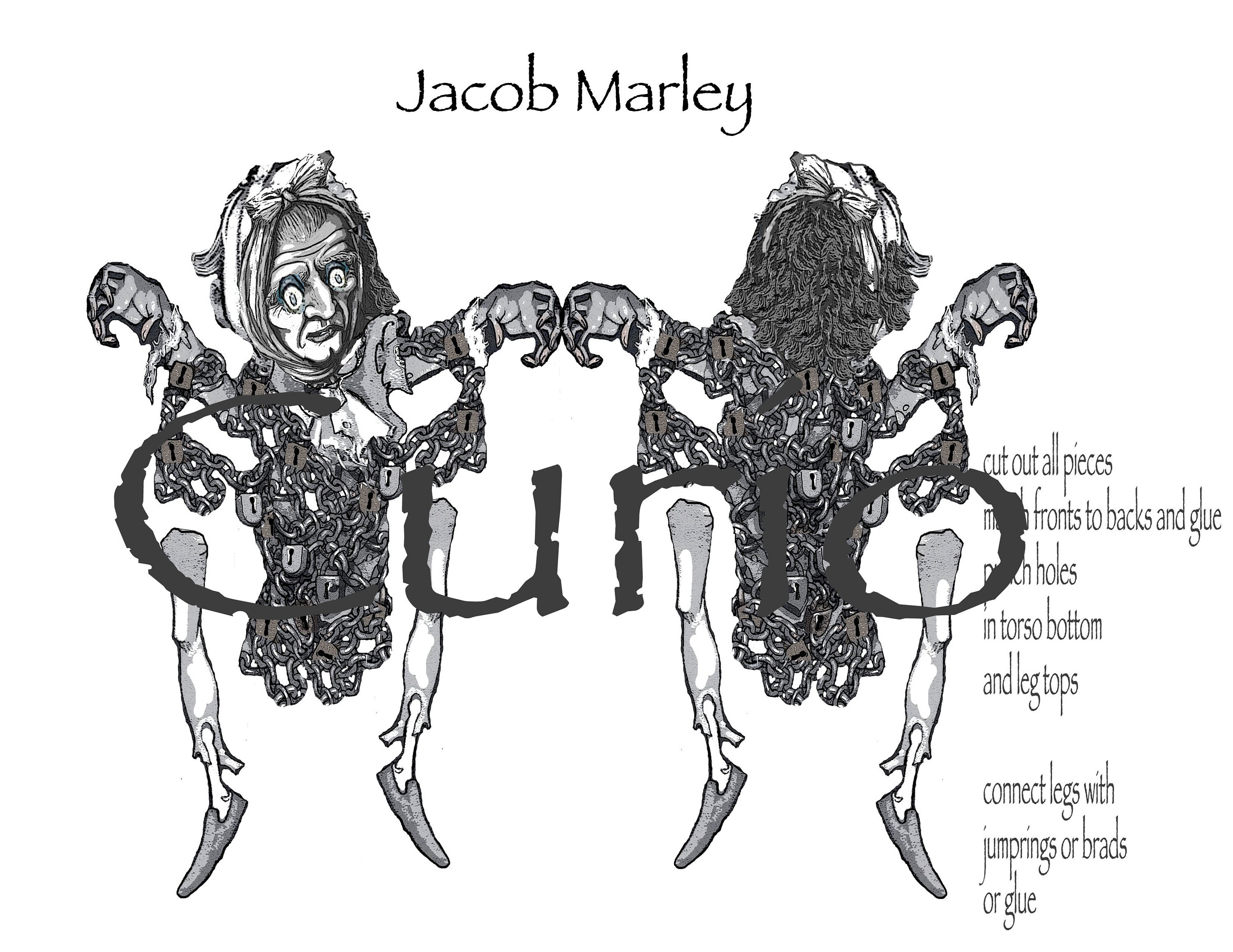Printable Paper Articulated Dolls Scrooge and Marley From