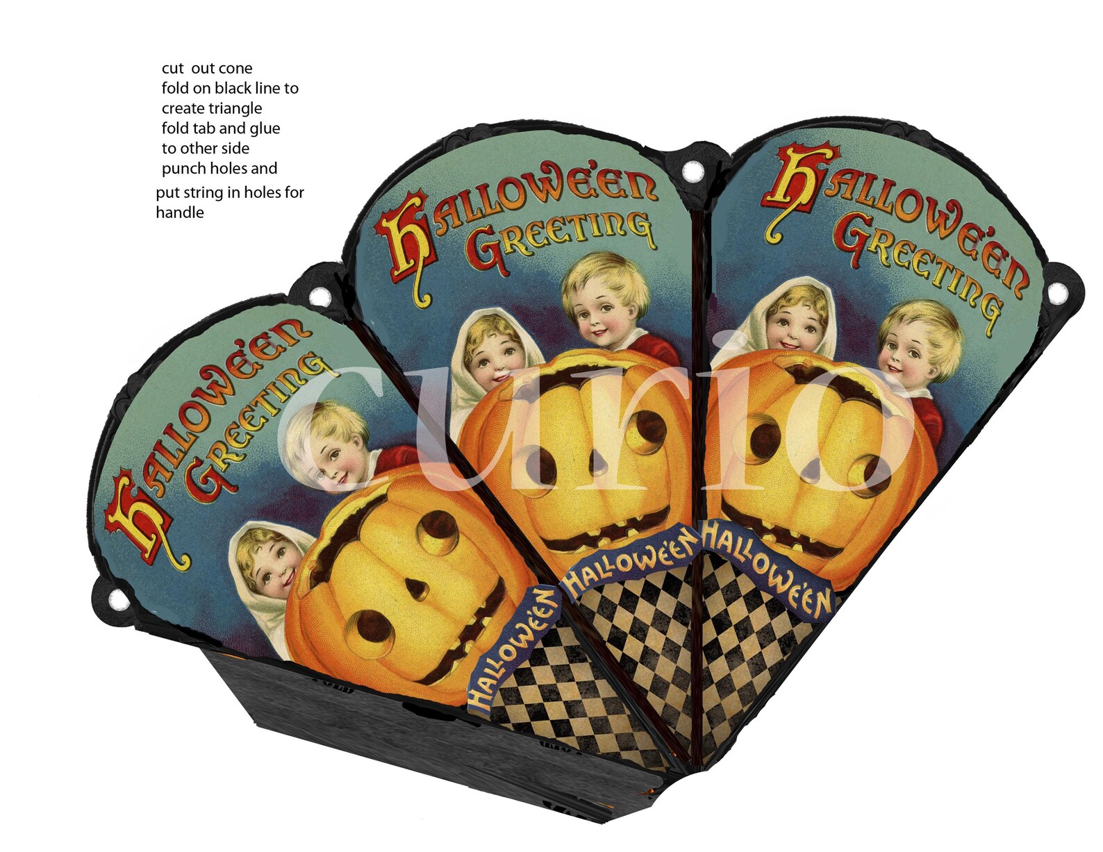 Printable Halloween Cones Ideal Candy or Trick or Treats Two Vintage ...