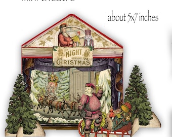 printable miniature theatre A Visit from Saint Nick  theatre & vintage characters  with directions great for christmas decor and craft DIY