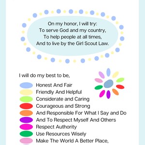 Girl Scout Promise and Law Printable Cards *DIGITAL PRODUCT* - Etsy