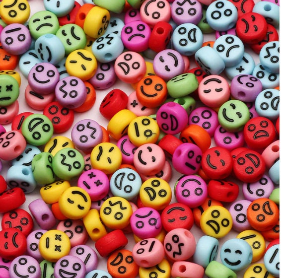 8mm Acrylic Round Smiley Face Beads, Jewelry Making Beads, High Quality  Beads, Beads for Kids, Pastel Beads, Bracelet Beads 
