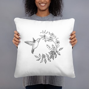 Stylish Accent Pillow with Unique Hummingbird Design