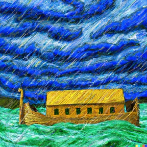 Digital file of Noah&#39;s Ark generated by AI