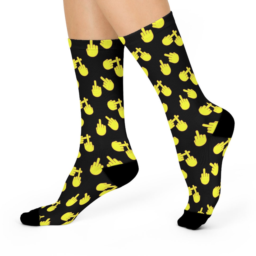Middle Finger Emoji Socks Funny Allover Print Socks Quirky and Unique