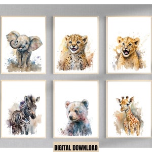 Baby room Wall art prints Nursery wall prints Digital wall art Baby animal art colorful set Safari wall art Nursery decor Baby room decor