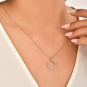 14K Rose Gold Crescent Shape Necklace With Diamonds