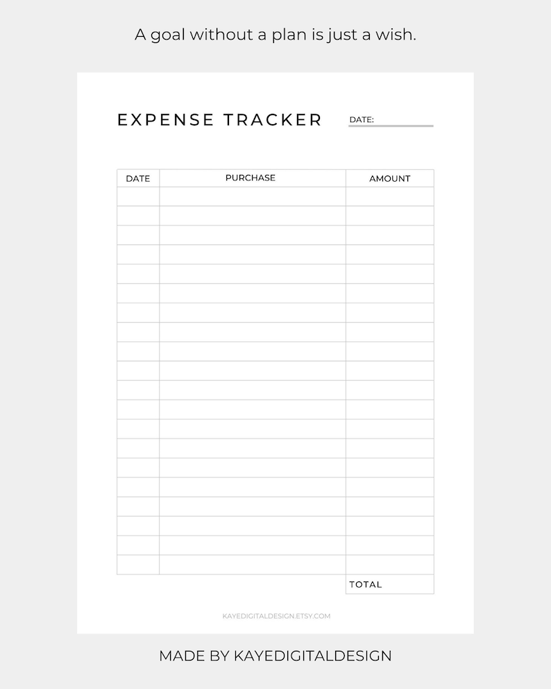 Expense Tracker Printable Printable Budget Planner Expense Etsy