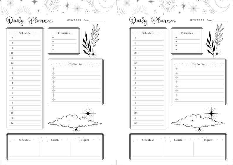 Black And White Daily Planner Printables