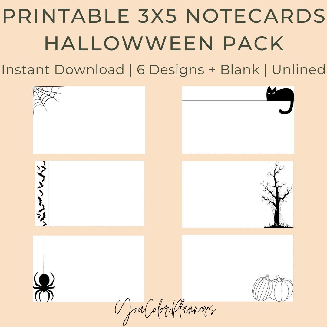Halloween-themed Printable Unlined 3x5 Index Cards | Notecards | Flash Cards | Recipe Cards | 6 Designs + Blank - Etsy halloween-themed-printable-unlined-3x5-index-cards-notecards-flash-cards-recipe-cards-6-designs-blank-etsy