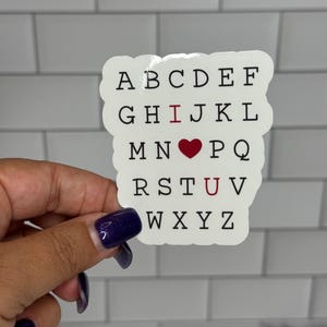 Adesivo de alfabeto "Eu te amo", decalque de vinil, adesivo fofo de carta de amor, holográfico brilhante fosco à prova d'água, ideia de presente romântico