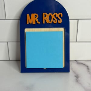 Acryl Post-it Notizhalter, Schreibtisch Organizer für Lehrer & Mütter, Blumen, Bleistift, Herzen oder schlicht, Sticky Note Caddy Geschenkidee
