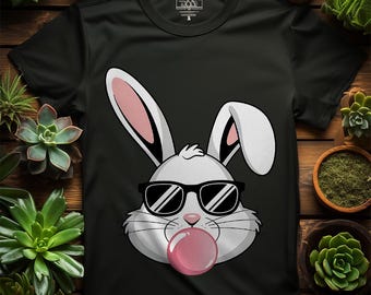 Unisex Cool Bubble Gum Bunny with Sunglasses T-Shirt | Bunny T-Shirt | Bunny Shirt | Easter Tee | Easter Shirt | Bunny T-Shirt | Bunny Shirt