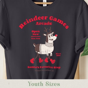 Reindeer Games Arcade Shirt - Vintage Style - Retro Cartoon - Youth Sizes