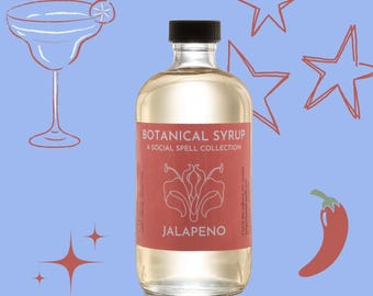 Jalapeno Botanical Syrup for spicy margaritas or mexican chocolate : All Natural cocktail Mixer