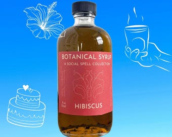 Hibiscus Syrup For Cocktails, Organic Natural Red Cordial