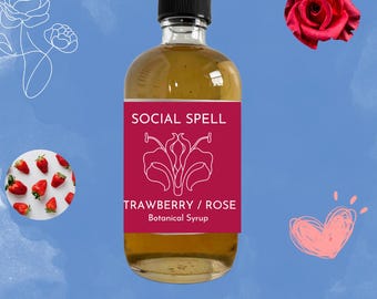 Strawberry  Rose Syrup, Natural Floral Cocktail Mix