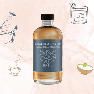 Natural Basil Syrup, Organic Ingredients, Cocktail Syrup, Botanical
