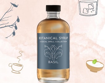 Natural Basil Syrup, Organic Ingredients, Cocktail Syrup, Botanical