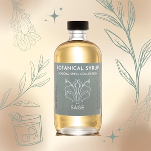 Natural Sage Simple Syrup | Farm Fresh Herb Syrup | Syrup For Cocktails | Botanical Simple Syrup | Organic Ingredients Syrup | Syrup For Tea