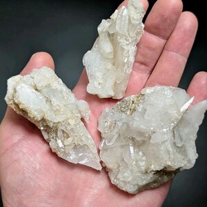 Set of 3 Quartz Crystals w/ wild formations, Garland County, Arkansas, USA, OOAK