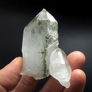 Arkansas Chlorite Quartz Crystal Point, North of Willis Mine, Paron, Arkansas, Rare Natural Mineral Specimen, OOAK