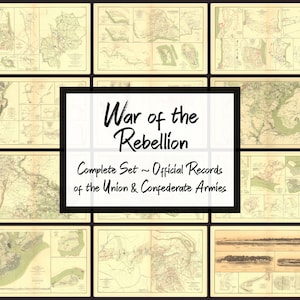 Krieg der Rebellion Aufzeichnungen der Union und der konföderierten Armeen ~ Komplettes Set und Atlas ~ Offizielle Geschichte der Landkriegsführung des amerikanischen Bürgerkriegs