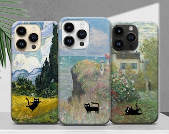 Black Cat Phone Case Famous Artist Painting Cover for iPhone 17 16 15 14 13 12 11 XR Pro Max Plus, Samsung S25 S24 S23 Ultra