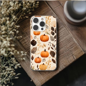 Autumn Phone Case with Pumpkins Cover for iPhone 16 15 14 13 12 11 XR Pro Max Plus, Samsung Galaxy S25 S24 Ultra, Google Pixel