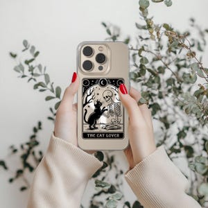 Cat Lover Phone Case – Tarot Card, Mystic Clear Cover for iPhone 16 15 14 13 12 11 XR Pro Max Plus, Samsung S25 S24 Ultra