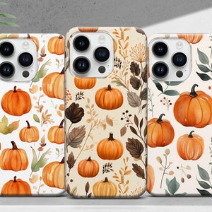 Autumn Phone Case with Pumpkins Cover for iPhone 17 16 15 14 13 12 11 XR Pro Max Plus, Samsung Galaxy S25 S24 Ultra, Google Pixel