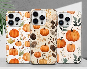 Autumn Phone Case with Pumpkins Cover for iPhone 17 16 15 14 13 12 11 XR Pro Max Plus, Samsung Galaxy S26 S25 S24 Ultra, Google Pixel