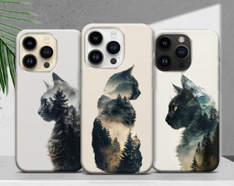 Black Cat Silhouette Phone Case Cute Cover for iPhone 17 16 15 14 13 12 11 Pro Max Plus, Samsung Galaxy S25 S24 Ultra, Google Pixel 10 9 8A