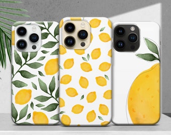 Lemon Phone Case with Citrus Pattern Clear Cover for iPhone 17 16 15 14 12 Pro Max Plus, Samsung Galaxy S25 S24 Ultra, Google Pixel 10 9 8A