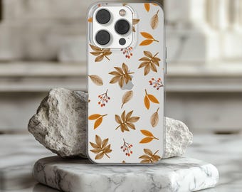 Autumn Phone Case with Leaves, Halloween Cover for iPhone 17 16 15 14 13 12 Pro Max Plus, Samsung Galaxy S26 S25 S24 Ultra