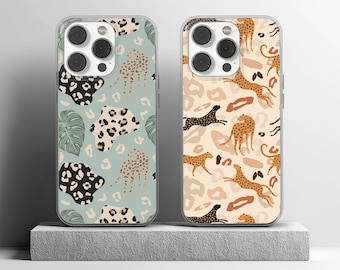Cheetah Phone Case Tropical Pattern Cover for iPhone 17 16 15 14 13 12 11 XR Pro Max Plus, Samsung S25 S24 FE Ultra