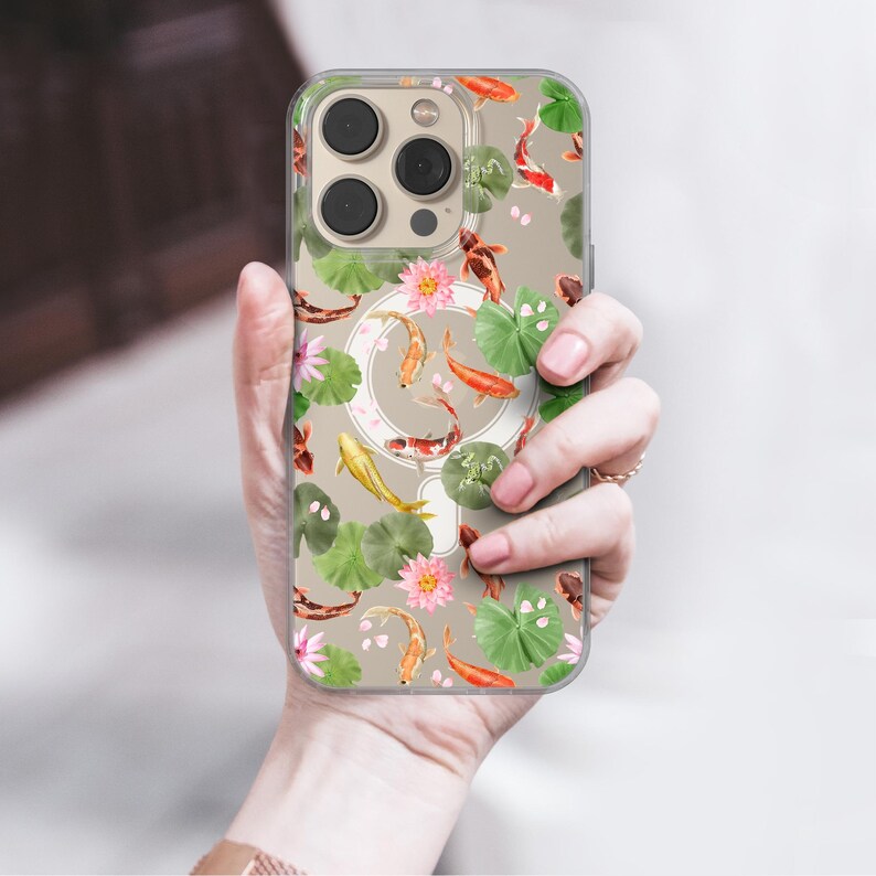 Elegant koi fish phone case featuring a Japanese-inspired design with flowing water and vibrant koi. Perfect for lovers of traditional art, Zen aesthetics, and minimalist nature themes. A stylish and meaningful gift for fish lovers and Pisces zodiac fans.