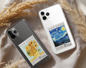Famous Painting Phone Case, Van Gogh Inspired Art Clear Cover for iPhone 17 16 15 14 13 12 11 XR Pro Max Plus, Samsung S25 S24 FE Ultra