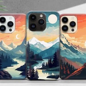 Mountain Phone Case Forest Landscape Cover for iPhone 16 15 14 13 12 11 XR Pro Max Plus, Samsung S25 S24