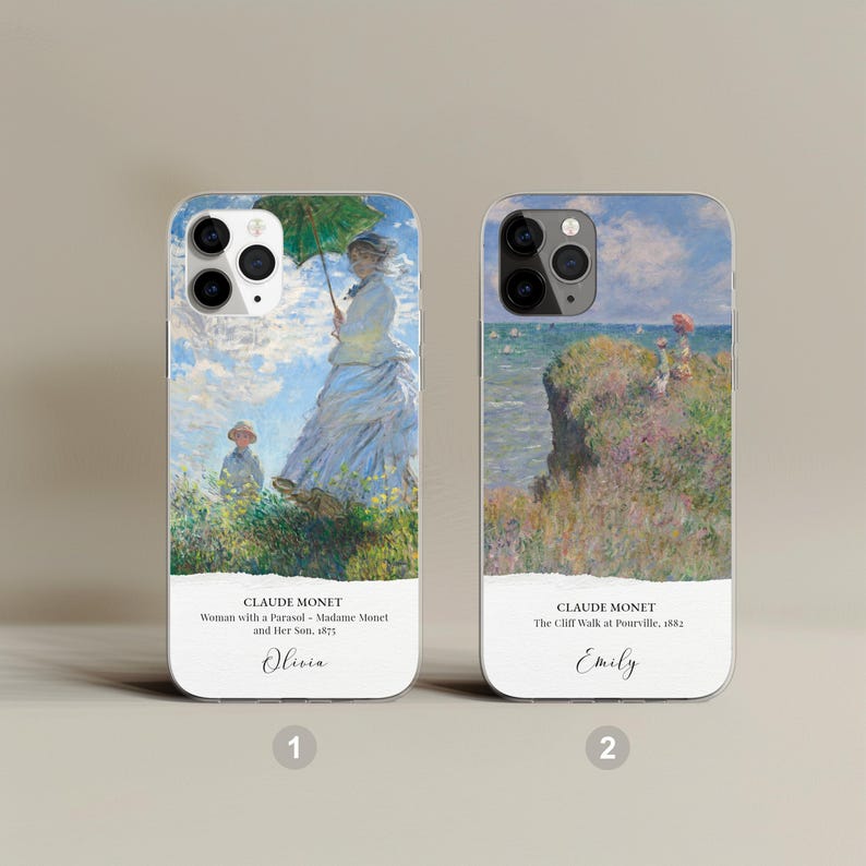 Personalized Monet phone case, Impressionist art design, Claude Monet style, artistic smartphone cover, water lilies, elegant phone accessory, art lover gift, iPhone/Samsung case, unique protective case, trendy phone case design, famous art case.