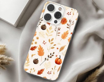 Autumn Phone Case with Pumpkins Fall Cover for iPhone 17 16 15 14 13 12 11 Pro Max Plus, Samsung Galaxy S26 S25 S24 Ultra