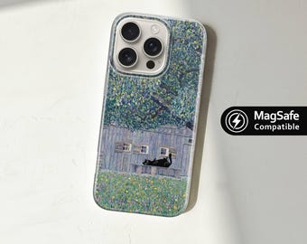 Black Cat Phone Case, MagSafe Cover for iPhone 17, 16 Pro, 15, 14, 13 Plus Max, Samsung Galaxy S25, S24 – Gustav Klimt Art Inspired