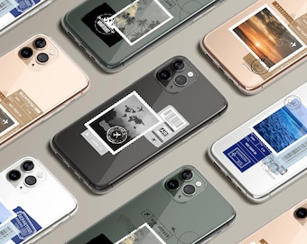 Travel Phone Case with Plane Ticket Clear Cover for iPhone 17 16 15 14 13 12 Pro Max Plus, Samsung Galaxy S25 S24, Google Pixel