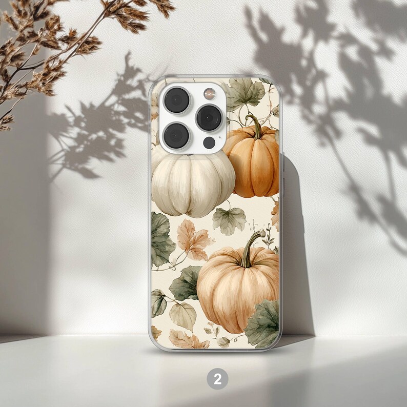 Autumn Phone Case with Pumpkins Fall Cover for iPhone 18 17 16 15 14 13 12 Pro Max Plus, Samsung Galaxy S26 S25 S24 Ultra 2