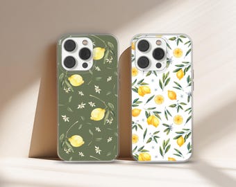Lemon Phone Case with Citrus Pattern Cover for iPhone 17 16 15 14 13 12 11 Pro Max Plus, Samsung Galaxy S25 S24 Ultra, Google Pixel 10 9 8A