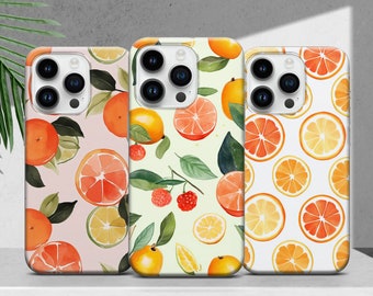 Lemon Phone Case with Citrus Fruits Pattern Cover for iPhone 17 16 15 14 13 12 11 XR Pro Max Plus, Samsung S25 S24 Ultra